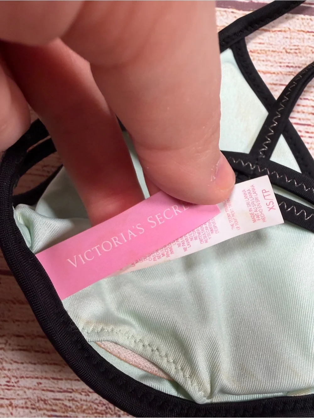 Victoria's Secret Mint and Black Shimmer Triangle Bikini Top - mermaid, shine